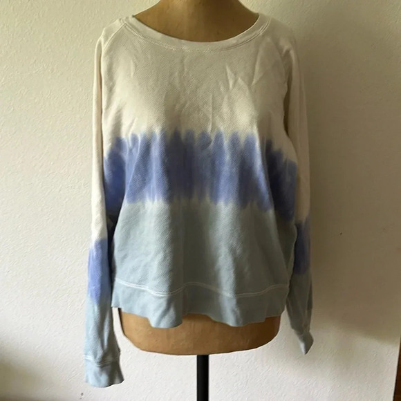 Rails Tops - Rails sz L Theo Ocean Tide Dye Sweatshirt white to blue ombré cotton blend VGUC